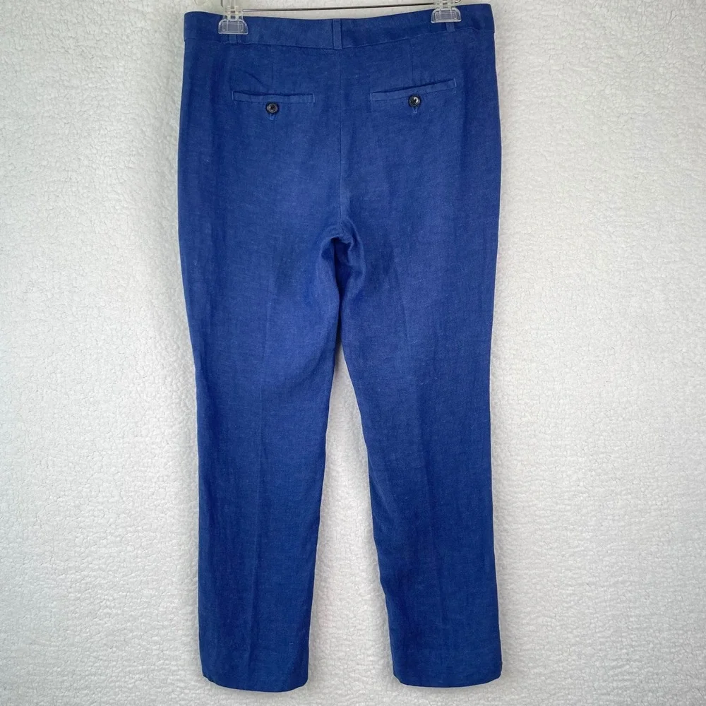 Banana Republic Avery Blue Linen Blend Ankle Pants Womens 6 Cobalt Slim Career